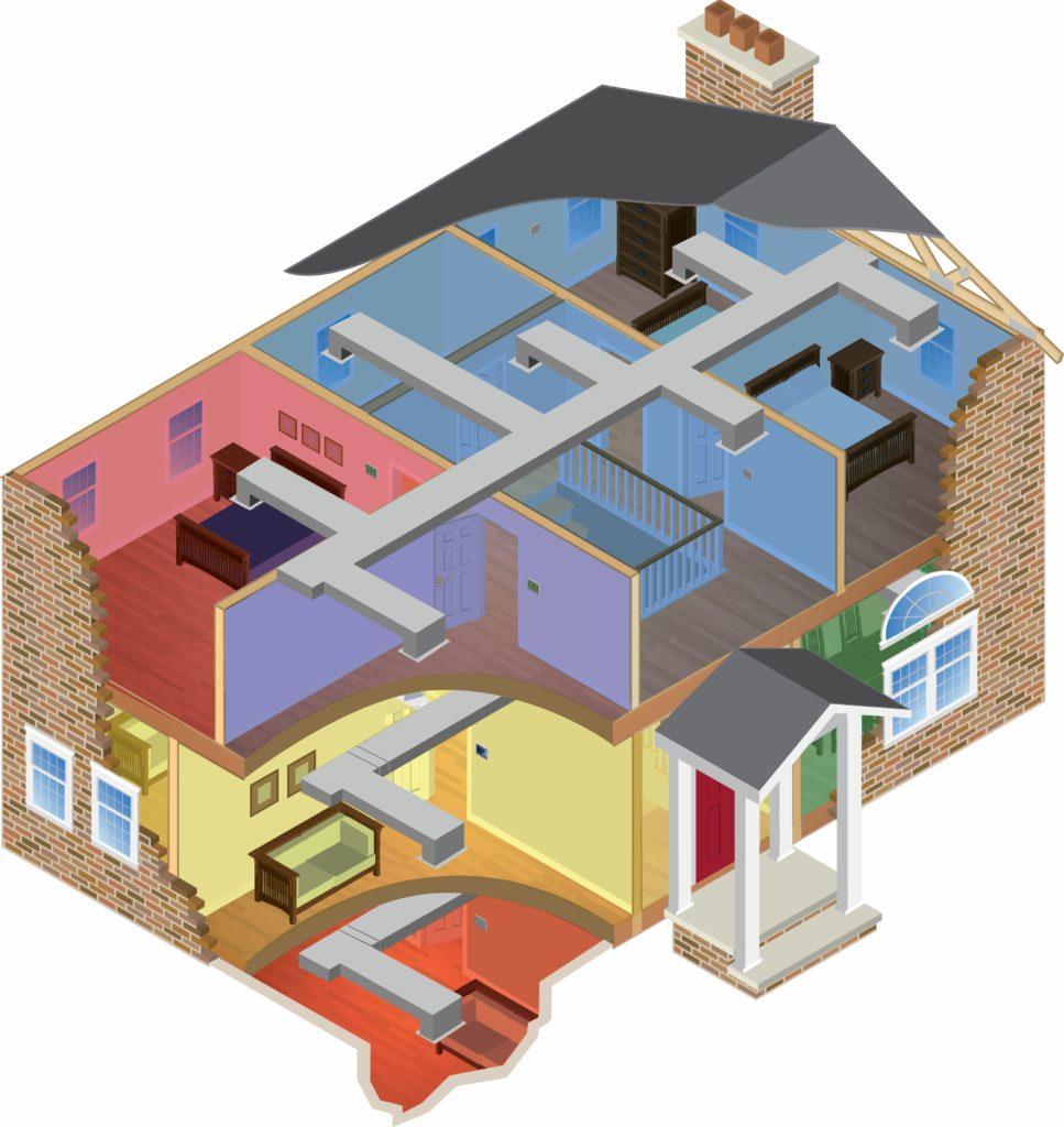 Cutaway of home HVAC system